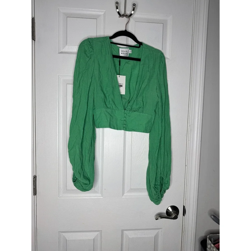 HELLO MOLLY NWT Agyness Kelly Green Crop Top Size‎ L - Picture 3 of 8